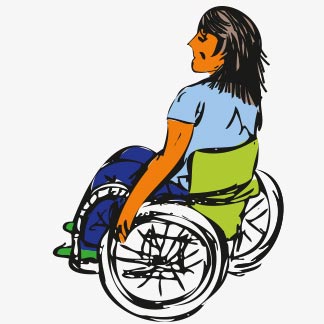 illustration einer Rollstuhlfahrern